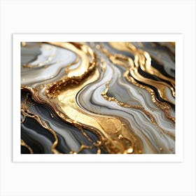 Abstract Marble Texture Swirls Of Gold And Silver Intertwining In A Lavish Dance Of Opulence Palet (5) Art Print