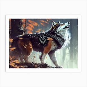 Wolf In The Woods 27 Art Print