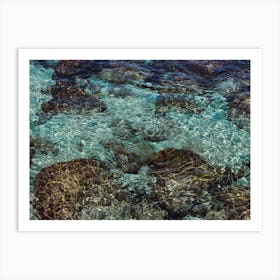 Tropical Summer Rocks In The Clear Blue Sea Colour Ocean Photography  Art Print