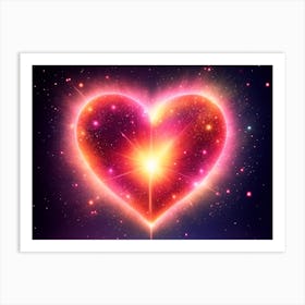 A Colorful Glowing Heart On A Dark Background Horizontal Composition 27 Art Print