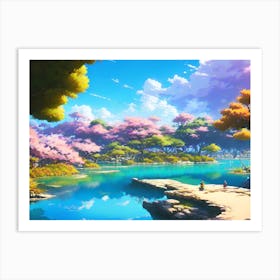 Pond With Trees Art Print