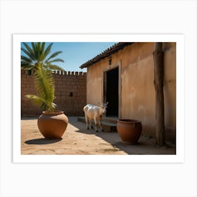 Goat In Front Of A House Art Print