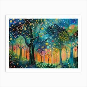 Starry Night Forest Art Print