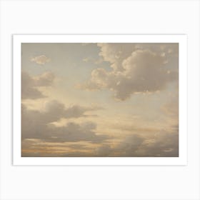 Vintage Coastal Cloudy Sky Painting Art Print