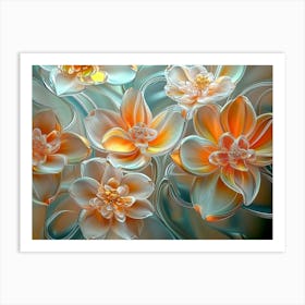 Photo Art the With Flowers Made of Glass 3d Abstraction Art Print