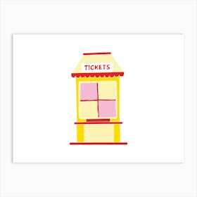 Battenberg Ticket Booth, Fun Circus Animal, Cake, Biscuit, Sweet Treat Print, Landscape Art Print