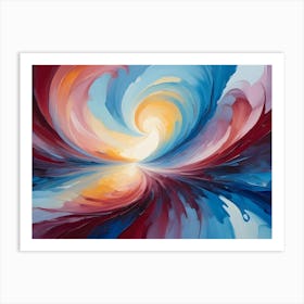 Abstract Image Of A Swirling, Dynamic Composition Of Blue, Red, And Yellow Paint Art Print