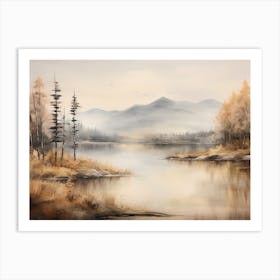 A Painting Of A Lake In Autumn 69 Art Print