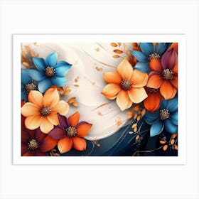 Abstract Background With Colorful Flowers, Modern Luxury 1 Art Print