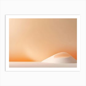 Minimalistic White Paper Cone With Glowing Orange Circle Opening On A White Surface With Orange Backdrop Art Print