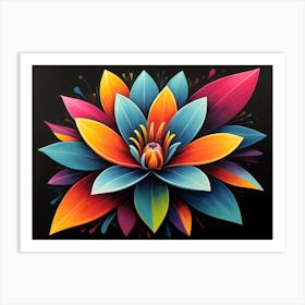 Abstract Lotus Flower painting 2 Art Print