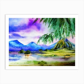 Serenity Of The Blue Peaks  Art Print