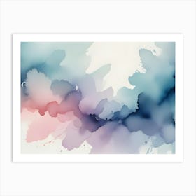 Abstract Background With Soft, Flowing Strokes Of Pink, Blue, And Gray Art Print