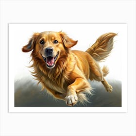 Golden Retriever Dog Running Joyfully Art Print