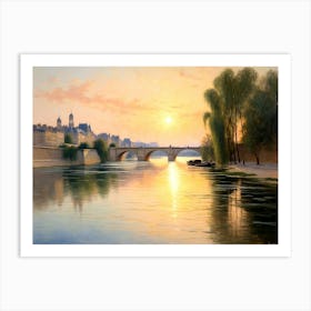 Sunset On The Seine Art Print