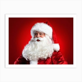 A Traditional Santa Claus Costume With Vivid White Fur Accents Bright Red Coat Velvet Hat And Flu (4) Art Print