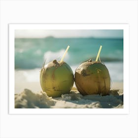 Coconuts On The Beach Art Print