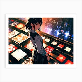 Anime Girl In A City Art Print