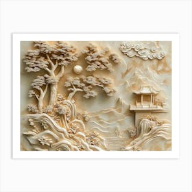 Beautiful 3d Chinese Landscape 3 Art Print