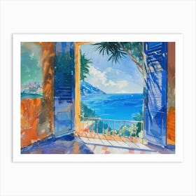 Positano From The Window View Painting 4 Art Print