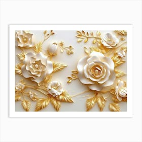 Gold Flowers 46 Art Print