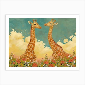 Floral Animal Illustration Giraffe 3 Art Print