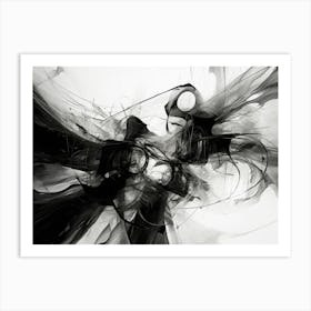 Quantum Entanglement Abstract Black And White 7 Art Print
