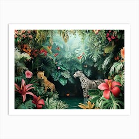 Zebras In The Jungle Art Print