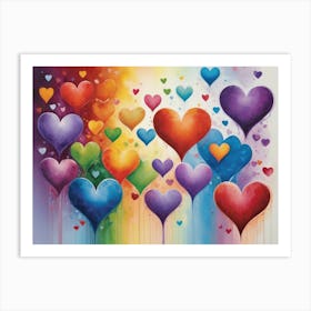 Rainbow Hearts 2 Art Print