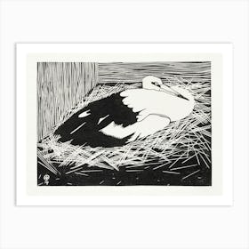 White Maguar Stork (1914), Samuel Jessurun Art Print