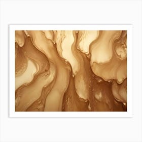 Abstract Design Featuring Flowing, Liquid Swirls In Shades Of Golden Brown Art Print