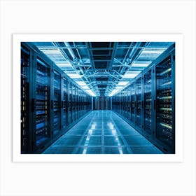 Advanced Data Center Basking In Cool White Light Rows Of High Performance Energy Efficient Servers (5) Art Print