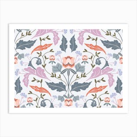 Victorian Mirrored Pink Pattern Art Print