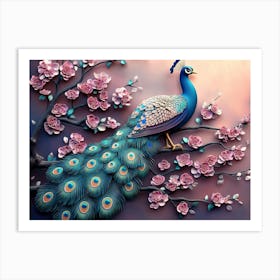 Peacock On Branch 5 Art Print