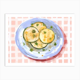 A Plate Of Zucchini, Top View Food Illustration, Landscape 1 Art Print