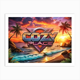 Cozy Place Logo With Tropical Sunset 1 Art Print