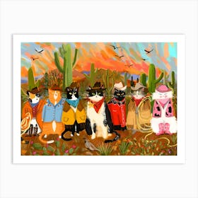 Cowboy Cats Art Print