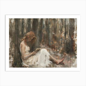 Reading In The Woods 1 Art Print