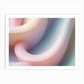 Abstract Background With Smooth, Flowing 3d Shapes In Pastel Pink, Blue, And Green, Creating A Sense Of Depth And Movement Art Print