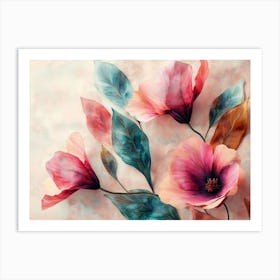 Pink Flowers On A Pink Background Art Print