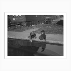 Children Playing In Water Backed Up In Gutter, South Side Of Chicago, Illinois By Russell Lee Art Print