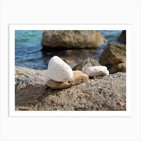 Stones, cliffs and Mediterranean Sea Art Print