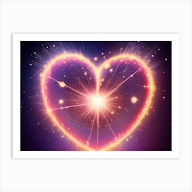 A Colorful Glowing Heart On A Dark Background Horizontal Composition 38 Art Print