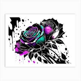 Black And Purple Roses Art Print