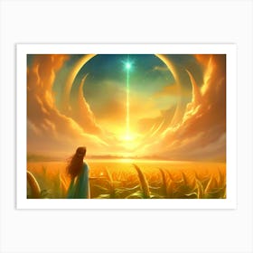 Aurora In a Corn Field Art Print