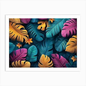 Art Pattern With Colorful Tropical Leaves Art Print