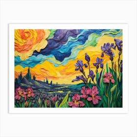 Sunset With Irises ala Vincent Art Print