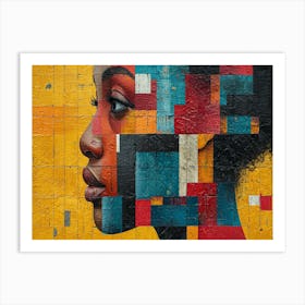 Colorful Chronicles: Abstract Narratives of History and Resilience. Woman'S Face 1 Art Print