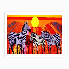 The African Zebra - Zebra Dazzle In The Sun Art Print