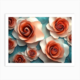 3d Roses Background, 3d Abstraction Art Print